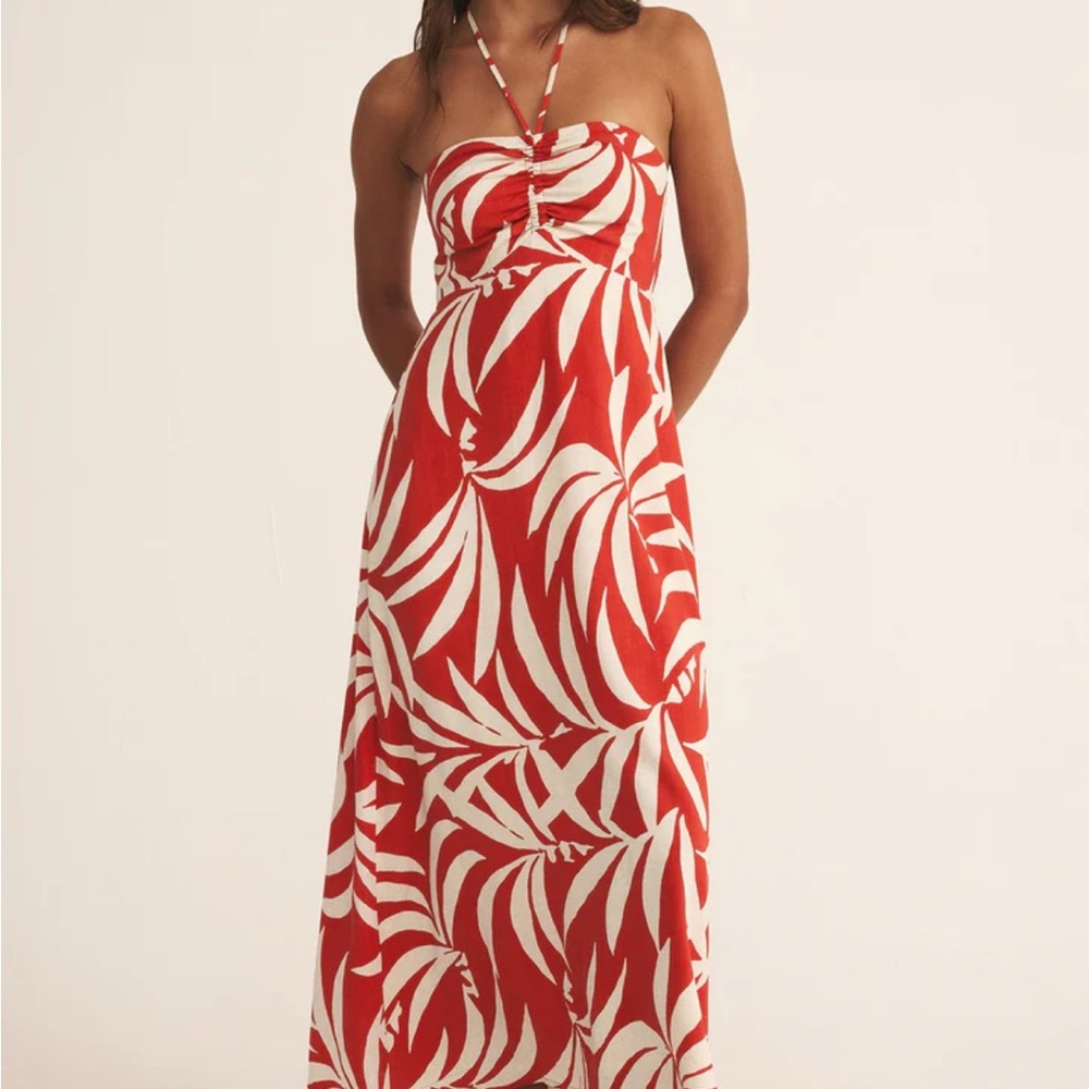 Z Supply Red and White Halter Maxi Dress